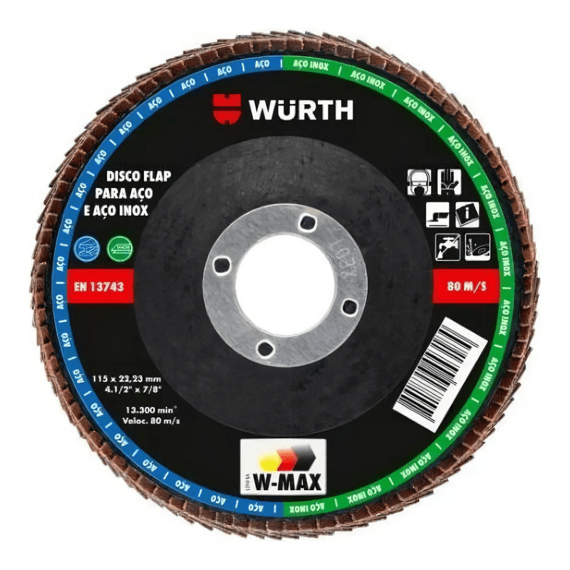 DISCO FLAP  4.1/2"X7/8"  80 WURTH AZUL INOX