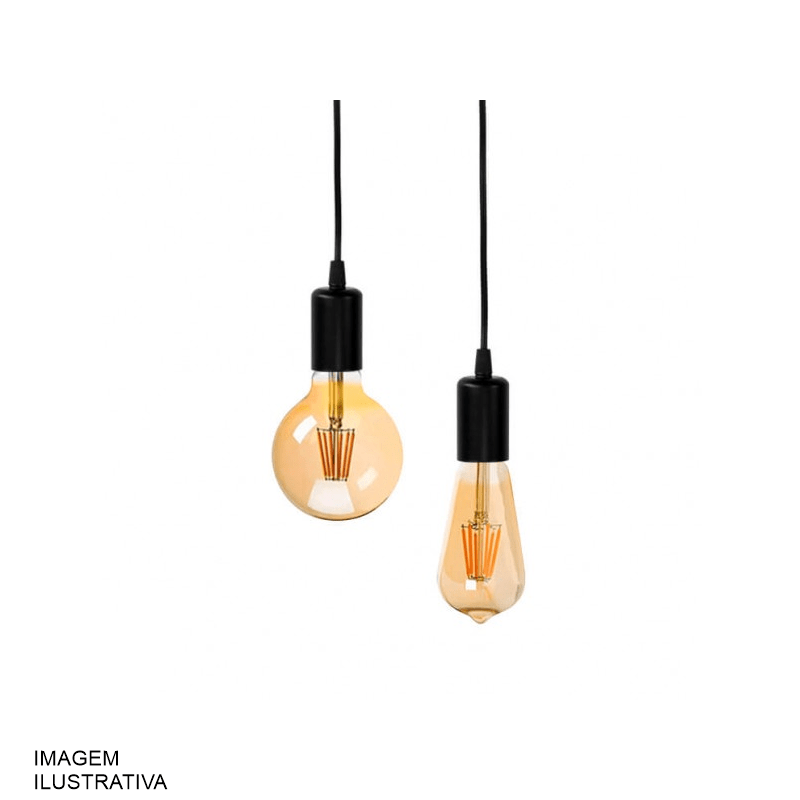 LUSTRE PEND. RETRO CORDA 80CM LAMP. PERA