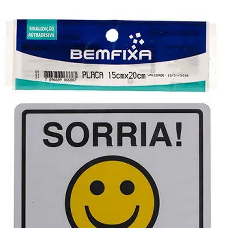PLACA SINALIZACAO 07X19CM SORRIA