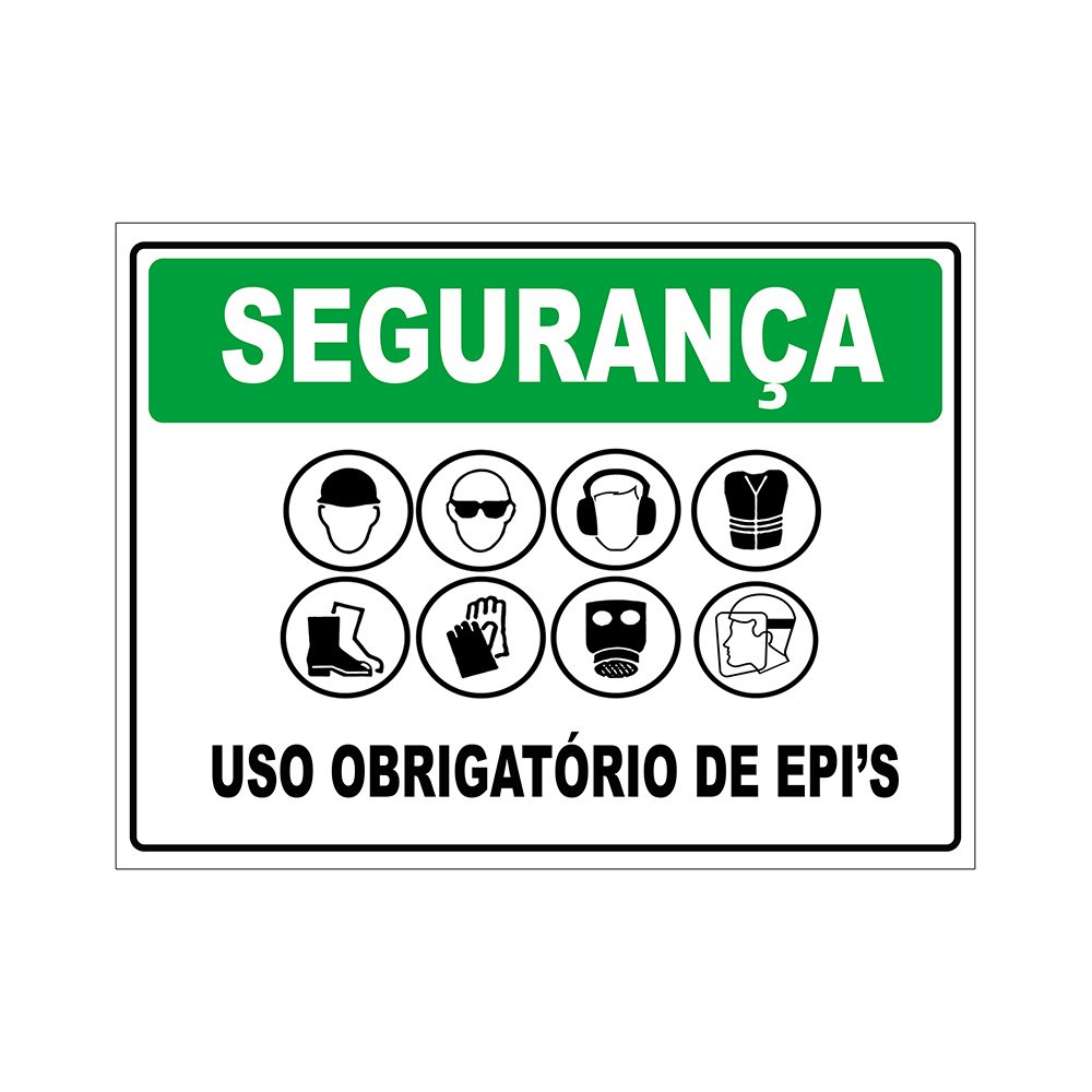 PLACA SINALIZACAO 20X30CM SEGURANCA OBRIGAT. EPI'S