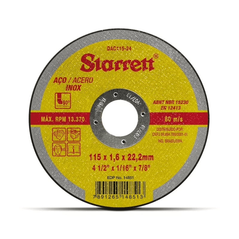 DISCO DE CORTE    4.1/2"x1.0MM"x7/8" STARRET