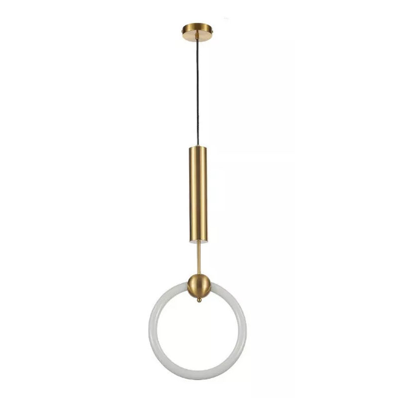 LUSTRE PEND. LED 17W CIRCULO DET. DOURADO 5028