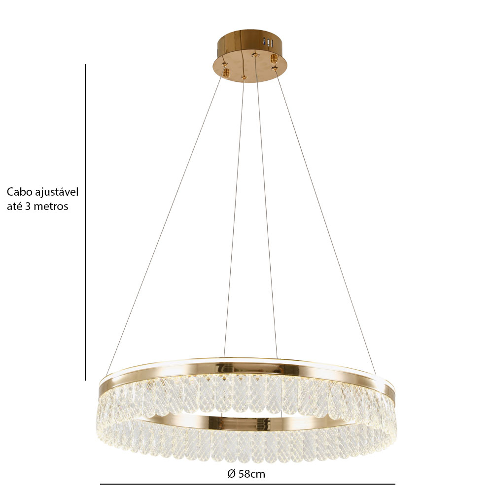 LUSTRE PEND. FLAT 6709 RTC/PRT LED 61W 6000K BIV