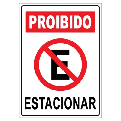 PLACA SINALIZACAO 40X33CM PROIBIDO ESTACIONAR