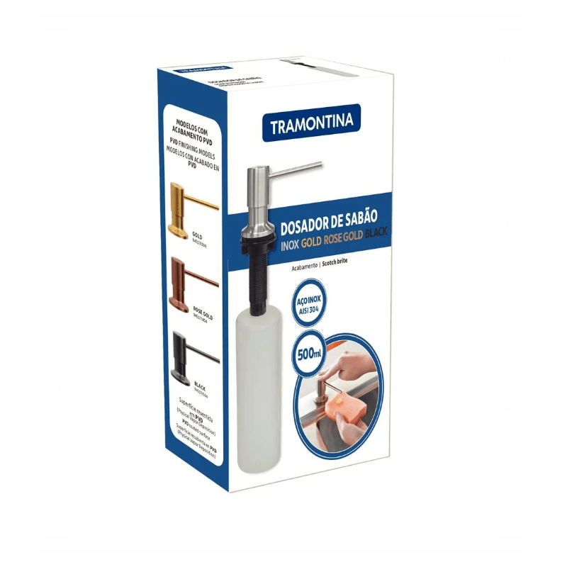 DOSADOR DE SABAO INOX/304 500ML 94517/004 TRAMONTI